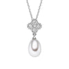 Anhänger mit Kette mit 1 Süsswasserperle & 5 Zirkonia