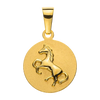 Anhänger Pferd rund 12mm Gelbgold 750 poliert-gesandelt