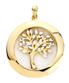 Anhänger Lebensbaum rund, diamantiert, rhodiniert 25mm Gelbgold 750