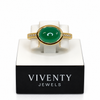 Ring Silber 925 vergoldet mit Onyx grün & Zirkonia