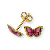 Ohrringe Gelbgold 750 Schmetterling pinkfarben Harz