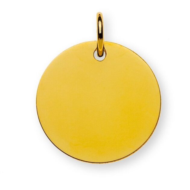 Anhänger Gravurplatte Gelbgold 750 1 Seite poliert, 1 Seite satiniert
