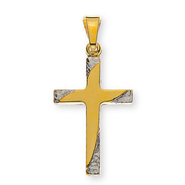 Kreuz Gelbgold 750, teilrhodiniert, H: 18mm B: 12mm