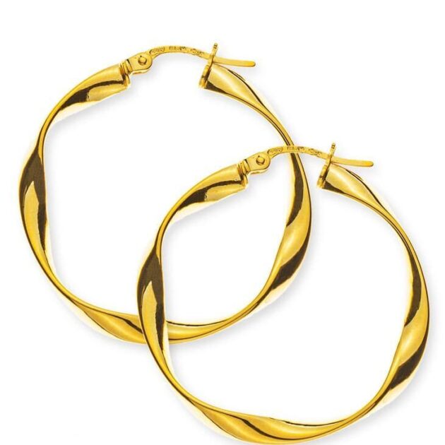 Kreolen Gelbgold 750, Flachdraht D: 35mm B: 3mm, gedreht