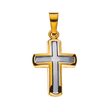 Kreuz Gelbgold 750 mittig rhodiniert H: 15 mm B: 11 mm