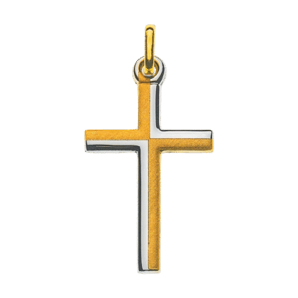 Kreuz Gelbgold 750 teilsatiniert-teilrhodiniert H: 20mm B: 13mm