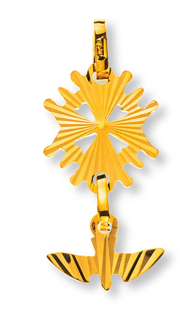 Hugenotten-Kreuz Gelbgold 750 diamantiert H: 20mm B: 10mm