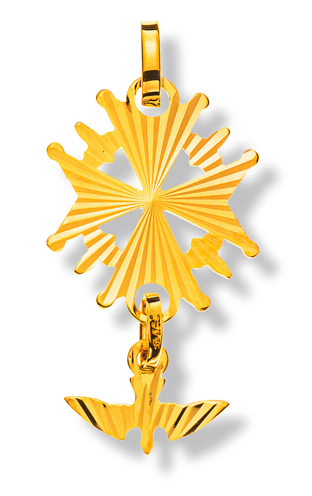 Hugenotten-Kreuz Gelbgold 750 diamantiert H: 27mm B: 15mm