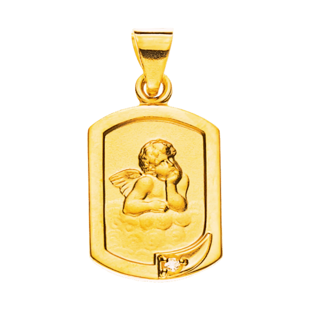 Engel Anhänger Gelbgold 750 mit Brillant H P1 0.005 ct.12mm