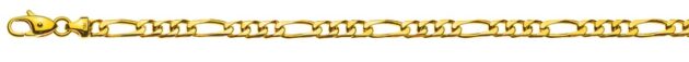 Figaro Bracelet 3+1 diamantiert Gelbgold 750, Halbmassiv