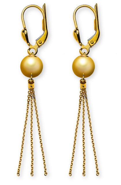 Ohrhänger Gelbgold 750, mit 7mm Kugel und 3 Ankerketten